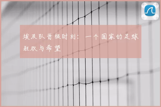 埃及队晋级时刻:一个国家的足球狂欢与希望